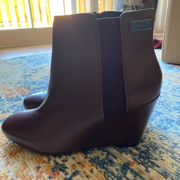Burgundy Wedge Booties - Picture 1 of 5